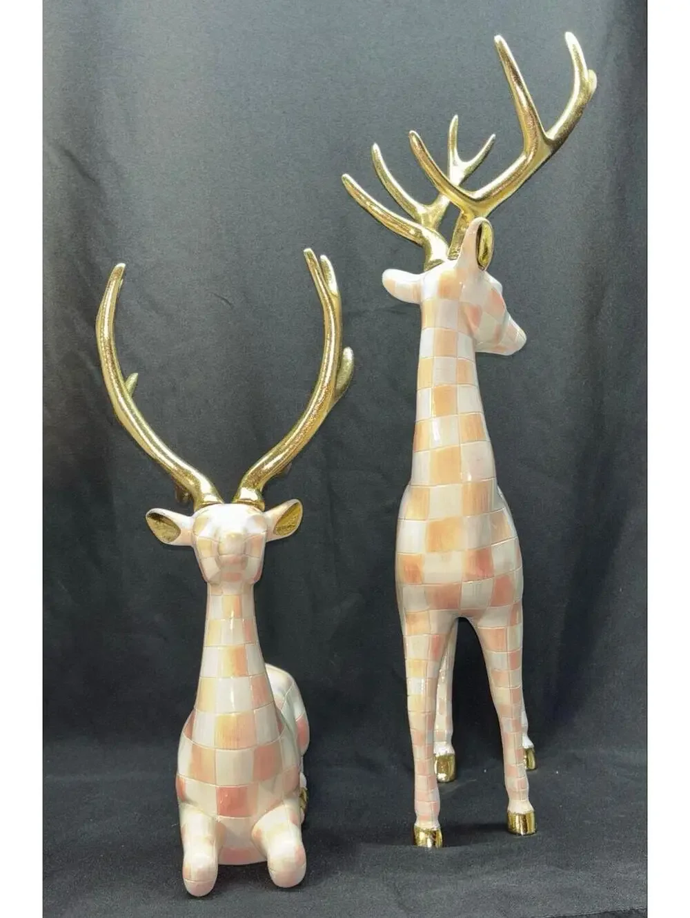 MacKenzie- Childs Set of 2 Check Deer